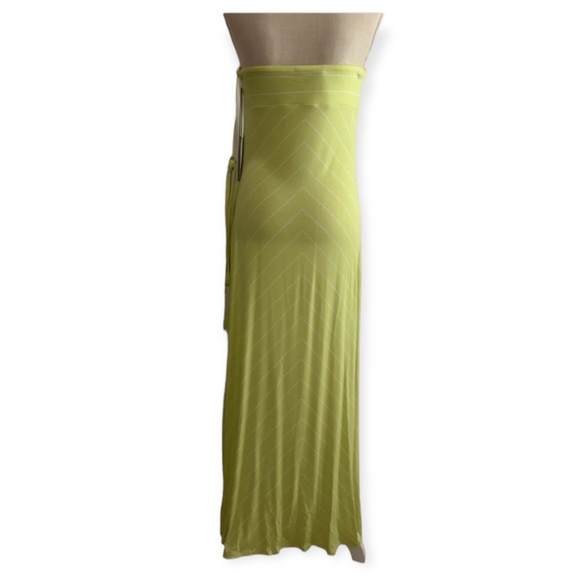 JENNIFER LOPEZ Lime Green with White Stripe Maxi Dress L NWT - Picture 6 of 10